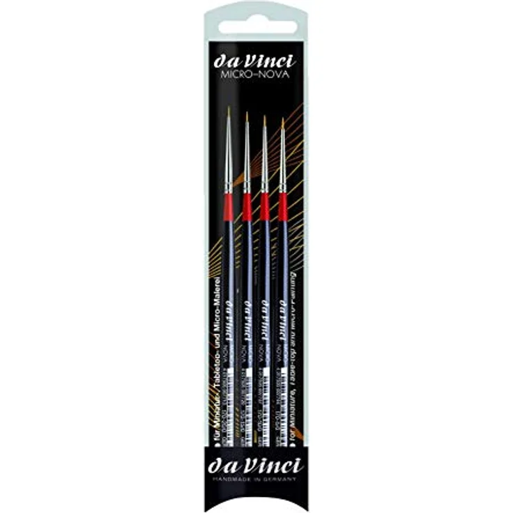 da Vinci 4270 Pinsel-Set, Synthetische Pinsel mit kurzem Griff, Schwarz, 4 Stück – Bild 1