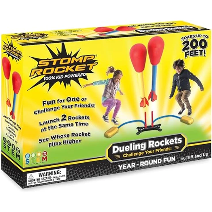 Stomp Rocket Original Dueling Rockets, 4 Raketen und Spielzeug Startrampe – Outdoor Raketenspielzeug Geschenk für Jungen und Mädchen ab 5 Jahren – Outdoor-Spiele mit Freunden im Garten & Parks – Bild 2