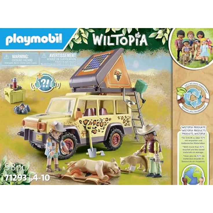 Playmobil® Mit dem Geländewagen bei den Löwen (71293), Wiltopia Konstruktions-Spielset, (98 St), teilweise aus recyceltem Material, Made in Germany – Bild 4