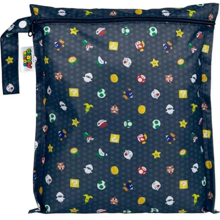 Bumkins Nasstaschel, 30 x 35 cm, wasserdicht mit Super Mario Design, Platz für 6 Windeln