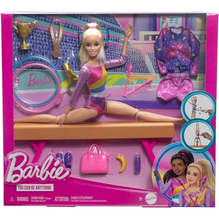 Barbie Anziehpuppe Gymnastik Spielset mit Drehfunktion und mehr als 10 Zubehörteilen – Bild 7
