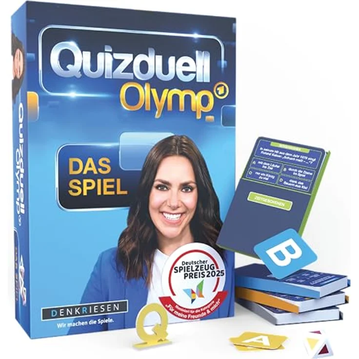 Denkriesen Quizduell Olymp, Brettspiel für 4-12 Spieler mit 1200 Fragen aus 8 Kategorien, Deutsch – Bild 1