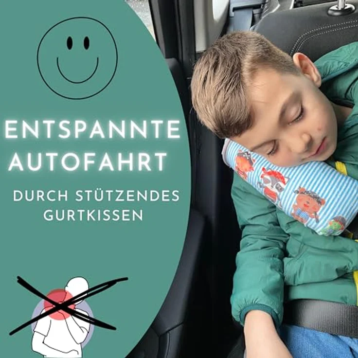 HECKBO Auto Schlafkissen Piraten Tiere Motiv für Kinder Mädchen Jungen - maschinenwaschbar – kuschelweich - Auto Gurtkissen, Gurtschoner, Gurtschutz Sitzerhöhung, Auto Kissen, Reisekissen, Urlaub – Bild 4