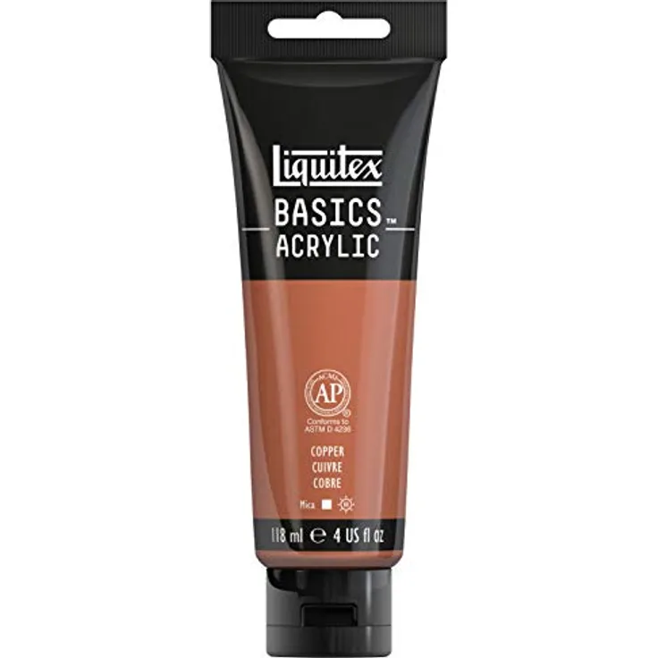 Liquitex Basics 1046230 Acrylfarbe, monopigmentierte Künstlerpigmente, lichtecht, mittlere Viskosität, Archivqualität, seidenglänzender Finish, kupfer, 118ml Tube