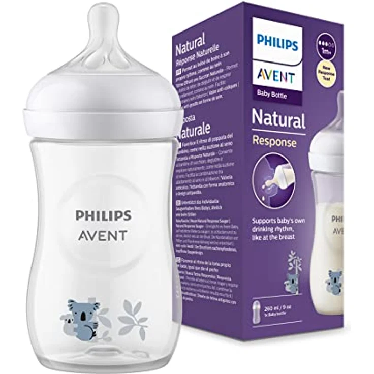 Philips Avent Natural Flasche mit responsivem Schnuller, 260 ml, Decor Coala, Modell SCY903/67 – Bild 1