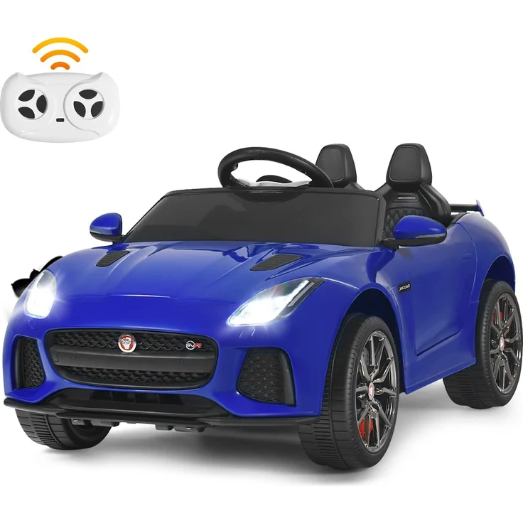 Dreamade 12V Kinderauto Elektroauto Jaguar F-Type mit 2,4G Fernbedienung & Musik & LED-Licht & Hupe (Blau)