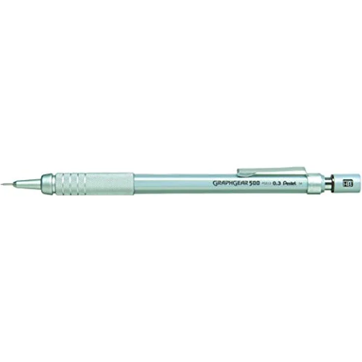 PENTEL Graphgear 500, Druckbleistift 0,3mm mit 4mm starrer Minenführung, silber/braun, Packung mit 12 Stück