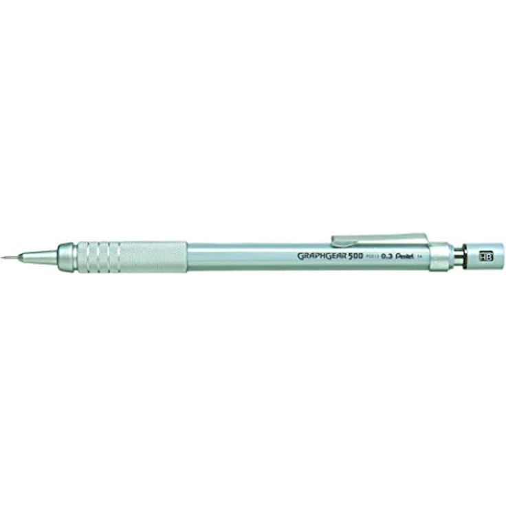 PENTEL Graphgear 500, Druckbleistift 0,3mm mit 4mm starrer Minenführung, silber/braun, Packung mit 12 Stück – Bild 1