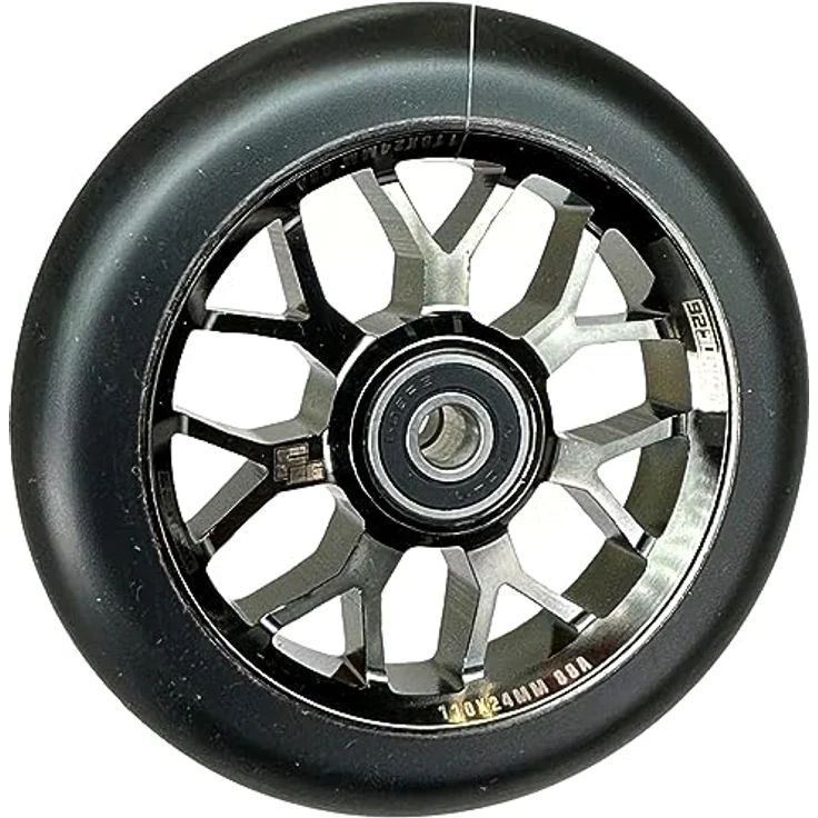 Fantic26 Stunt Scooter Ersatzteile Bundle, 110mm Rollen mit ABEC-11 Lagern, robuste Griffe und reißfestes Griptape, schwarz – Bild 4