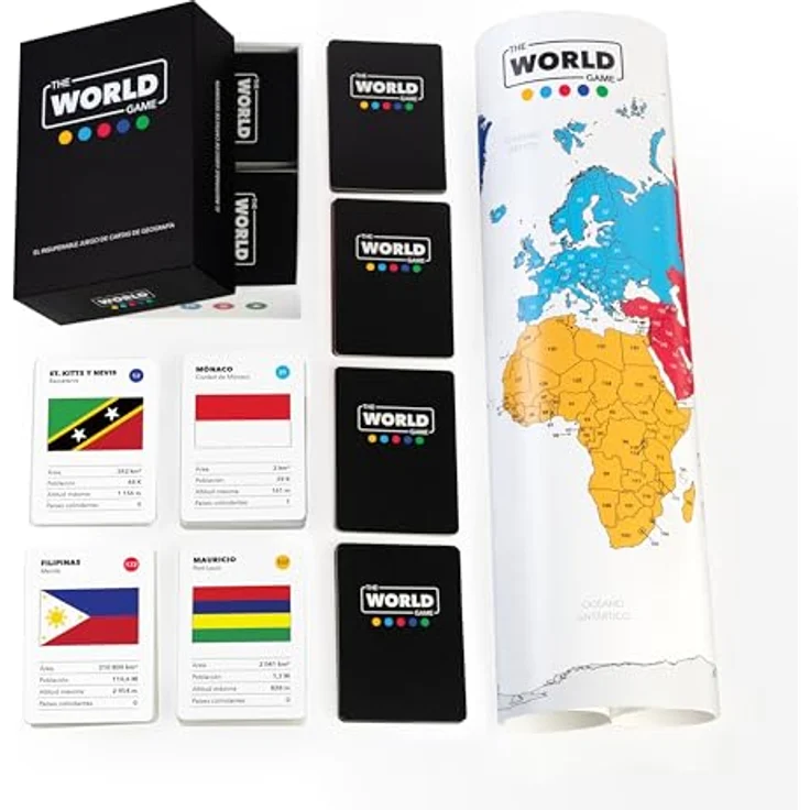 The World Game The World Game - Geographie-Kartenspiel für 2-6 Spieler, inklusive 194 Länder und Weltkarte, Lernspiel ab 7 Jahren, Spanisch – Bild 5