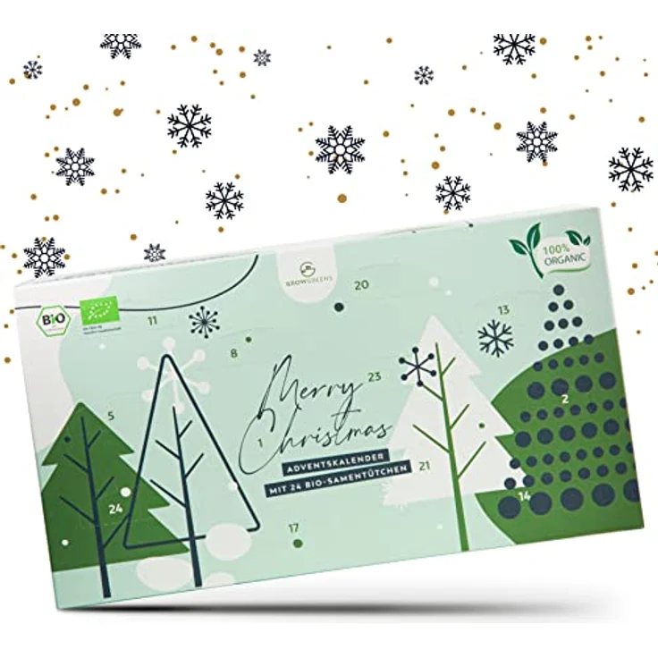 Growgreens BIO Saatgut & Samen Adventskalender 2025, 24 verschiedene Gemüsesorten in plastikfreier Verpackung, nachhaltiges Geschenk für Hobbygärtner – Bild 1