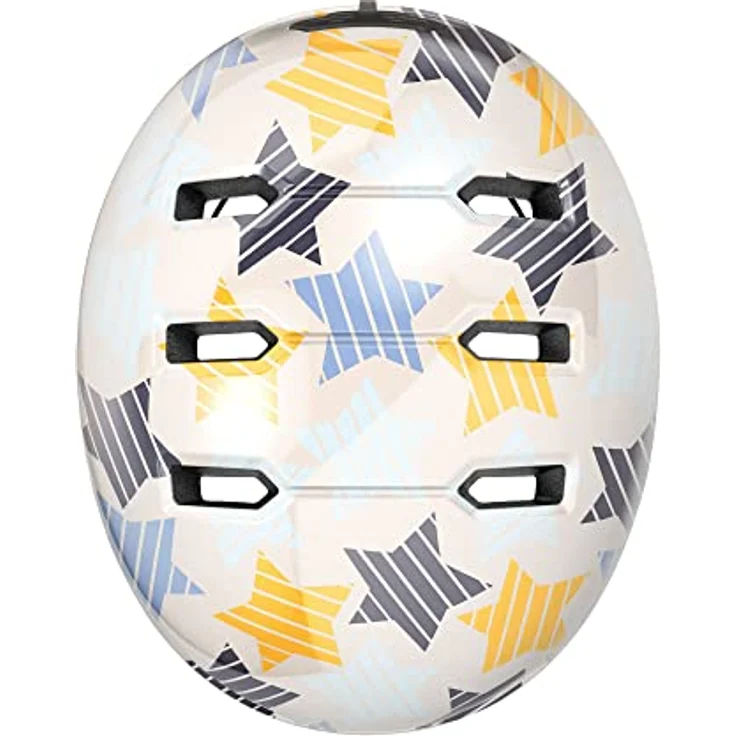ABUS Kinderhelm Skurb Kid - robuster Fahrradhelm im Skater-Look mit Platz für einen Zopf und vielfältigen Designs - für Mädchen und Jungen - Grau mit Sternen, Größe M – Bild 4