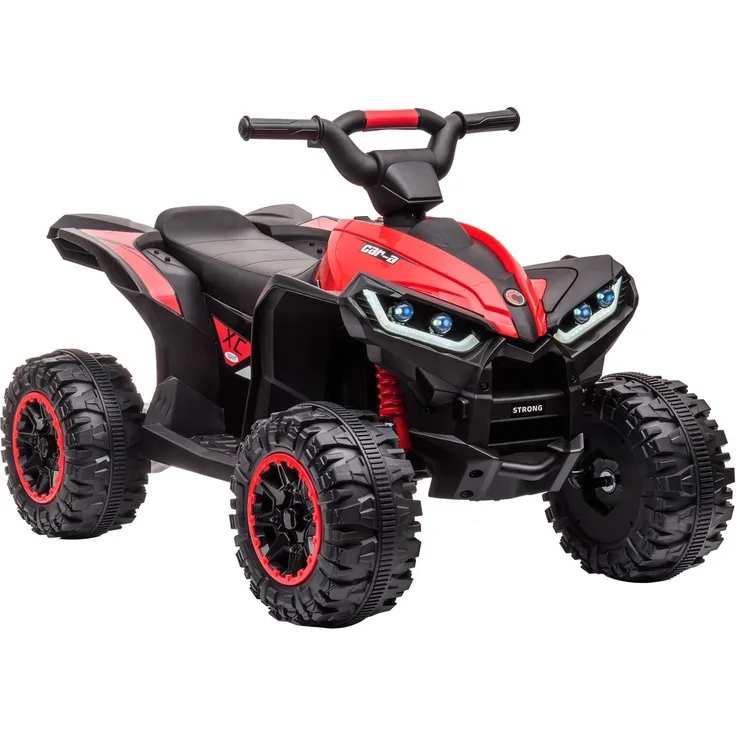Garvee 12V Kinderquad Elektroauto mit LED und Musik, 2 Geschwindigkeiten 3-6 km/h, Hupe, Fernbedienung für Kinder ab 3 Jahren, Rot