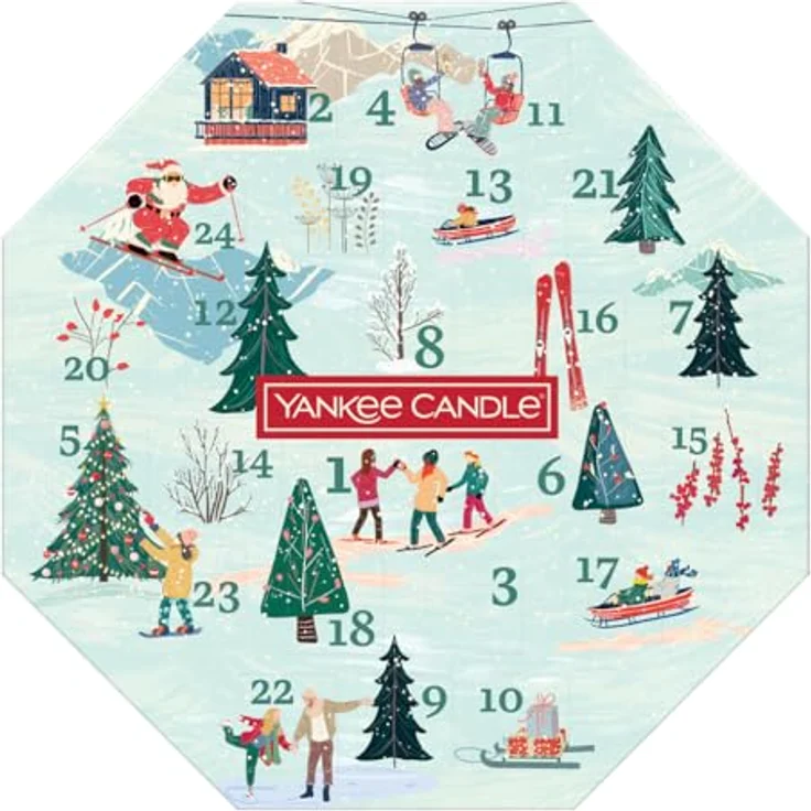 Yankee Candle Après Ski, Teelichter Adventskranz mit 8 Duftvariationen und Glas-Teelicht-Kerzenhalter – Bild 2