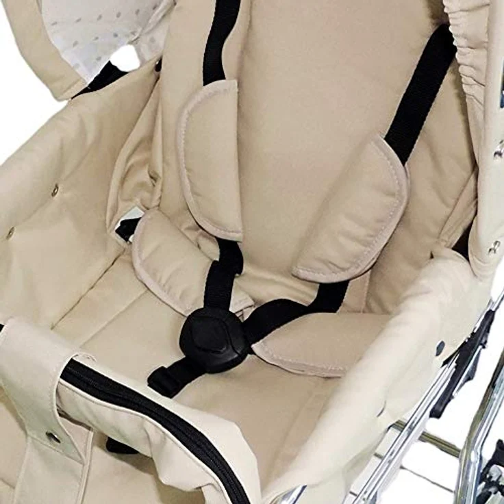 Eichhorn Buggy Sportwagen mit Lederriemengestell und Schieberhöhenverstellung, Blickrichtung wechselbar, Stoff Beige (ECCO-Rad) – Bild 4