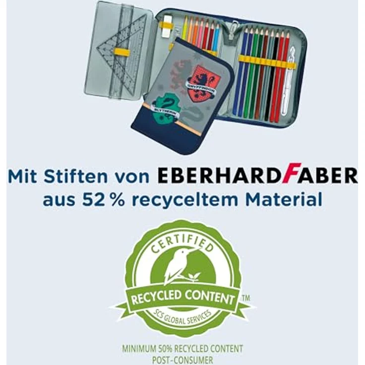 Scooli Harry Potter Gefülltes Schüleretui, Federmäppchen mit 14 Buntstiften, 2 Bleistiften und Zubehör, ergonomisch geformt für Kinder ab 6 Jahren – Bild 3
