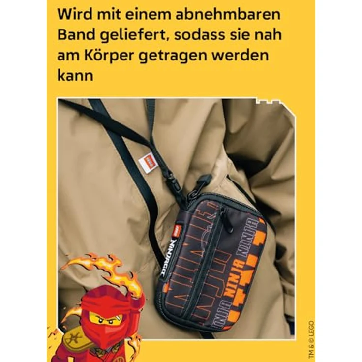 SKANDO BAGS LEGO® NINJAGO® Portmonee Kinder, Kartenetui mit Reißverschluss, Umhängeband & Sicherheitsverschluss, 8 x 11,5 x 2 cm, für bis zu 3 Karten – Bild 5