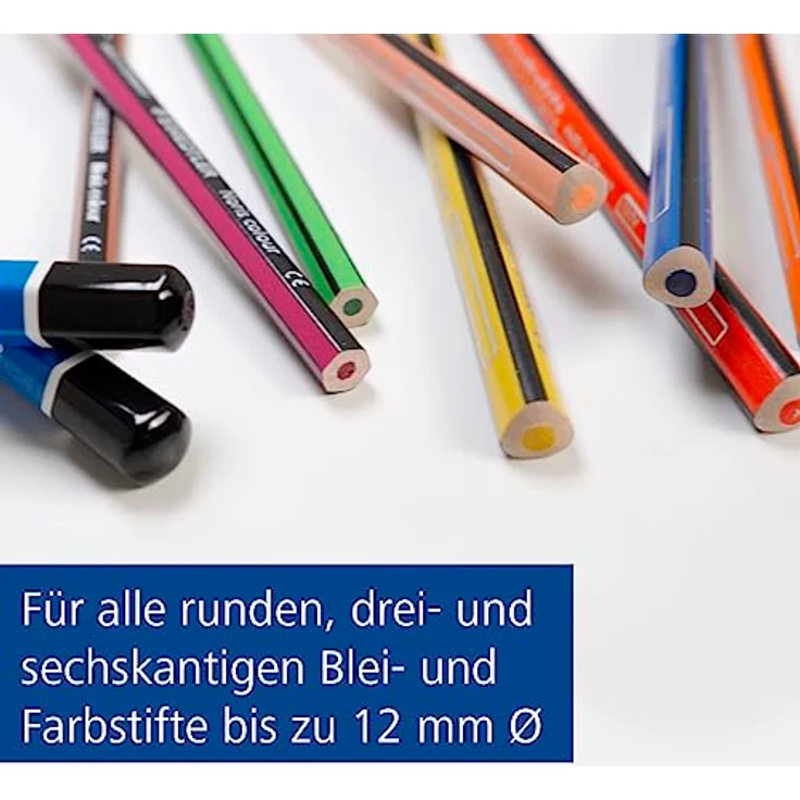 STAEDTLER Kurbel-Spitzmaschine Mars, für runde und kantige Stifte bis zu 11,6 mm Ø, Befestigungszwinge für den Schreibtisch, automatischer Spitz-Stopp, hochwertiger Metallfräser, 501 180 – Bild 4