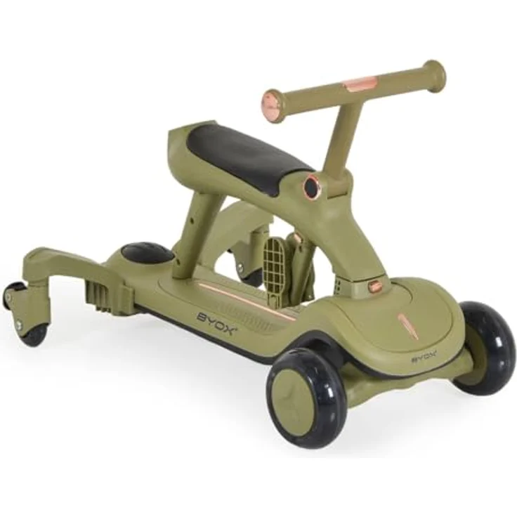 Byox Kinderroller Cornet 6 in 1, Multifunktionsroller mit Musik, höhenverstellbarem Sitz und Schiebestange, grün – Bild 3