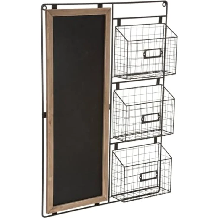 Atmosphera Créateur d'intérieur Kreidetafel mit Aufbewahrungskörben, 50 x 70 cm, praktischer Organizer im Loft-Stil aus Metall und MDF – Bild 1