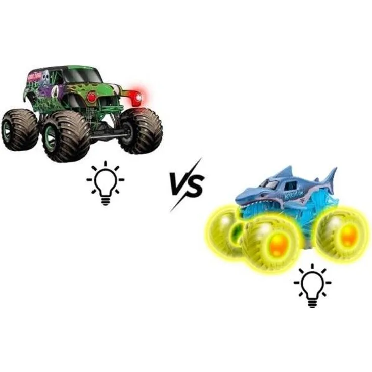 Monster Jam 1:43 Glowing Light 2 Pack, Spielzeugautos mit Leuchtfunktion, 2er Set