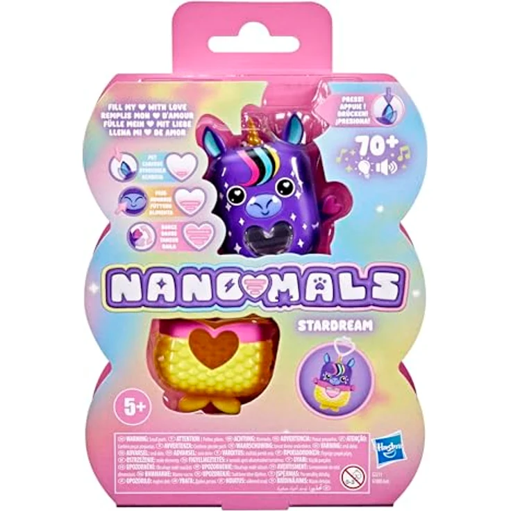 Nano-Mals Stardream, elektronisches Einhorn Fidget-Tierchen mit farbwechselnder Herzanzeige und ansteckbarem Outfit, Taschenformat – Bild 3