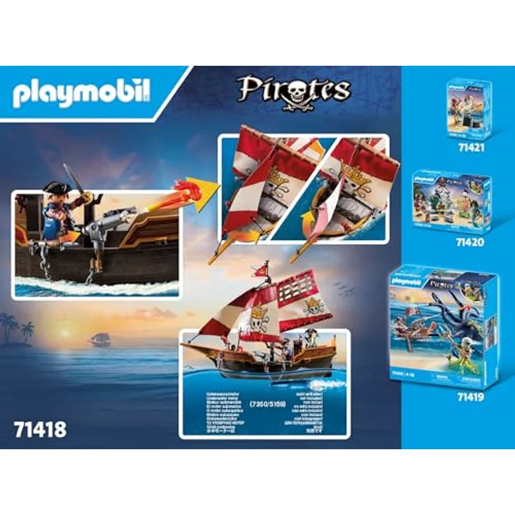 Playmobil® Piratenschiff (71418), Pirates Konstruktions-Spielset, (101 St), Made in Europe – Bild 6