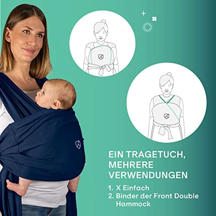 Koala Babycare Babytragetuch - Einfach anzuziehen - Elastisches Tragetuch bis zu 10 kg (zugelassen bis 15 kg) - Verstellbar und Unisex – Bild 7