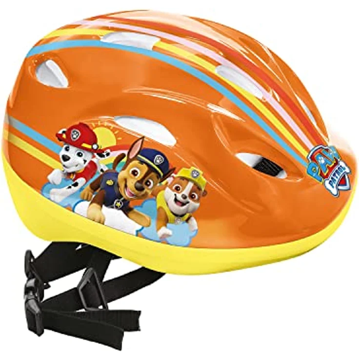 Mondo Toys Kinder Fahrradhelm Design Paw Patrol - 28327, Orange-Gelb, mit 8 Lufteinlässen und elastischen Bügeln – Bild 1