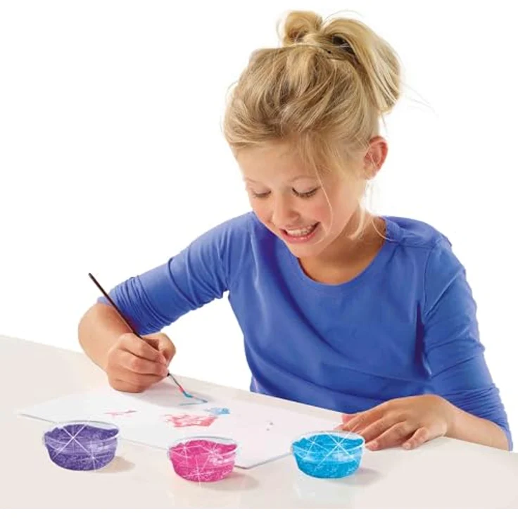 SES Creative Waschbare Glitzerfarbe für Kinder, 6 Dosen 45ml in Rosa, Violett, Gelb, Blau, ab 3 Jahren, kreatives Malset für künstlerische Aktivitäten – Bild 3