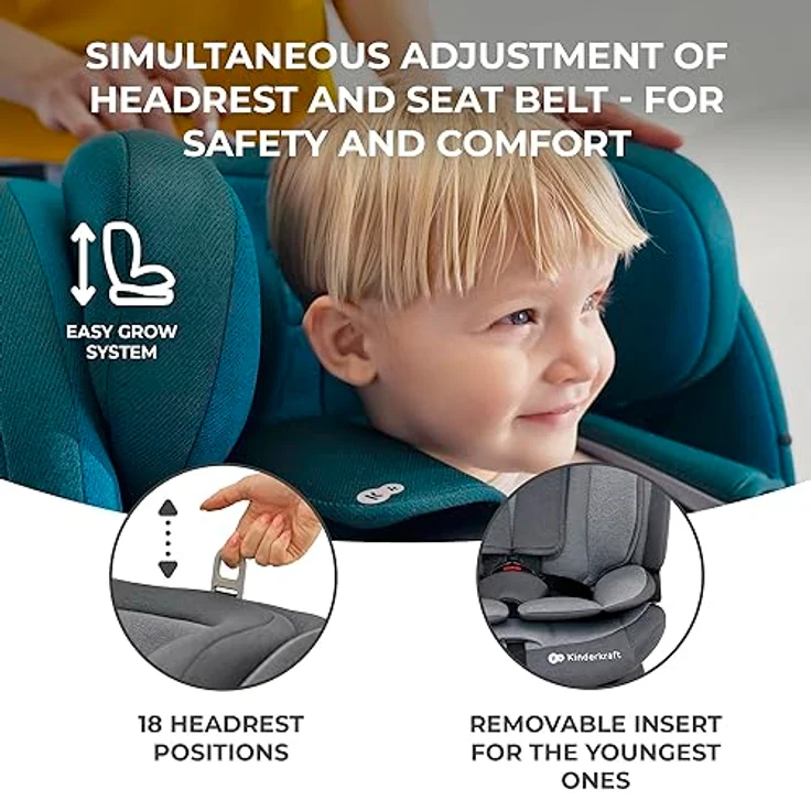 KinderKraft Oneto3, Kindersitz ECE R129/i-Size, 76-150 cm, mit Side Protect und H-Guard System, Schwarz – Bild 5