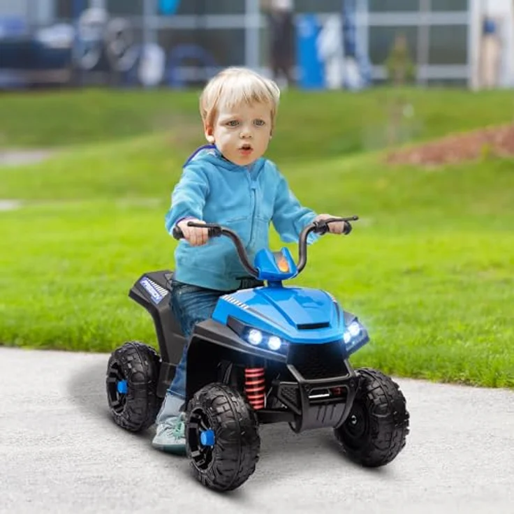 AIYAPLAY Elektro Quad für Kinder 12V Kinderquad mit 4-Rad-Federung, MP3-Musikplayer, Vorwärts- und Rückwärtsgang, 5 km/h, Metall, Blau – Bild 2