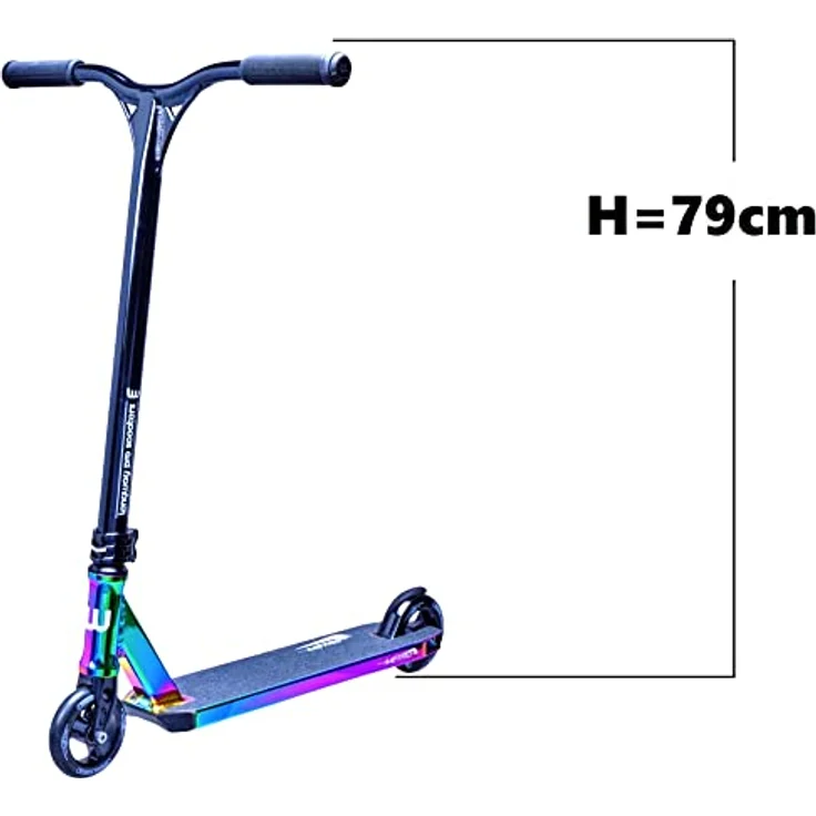 Fantic26 Longway Metro Stunt-Scooter Park Trick Tret Roller + F26 Sticker (2K19 H=79cm Schwarz/Rainbow) – Bild 4