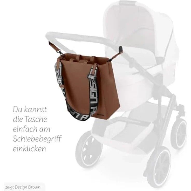ABC Design Tote Bag Daily, vegane Leder Tragetasche in Dunkelbraun mit drei großen Staufächern und verstellbarem Schultergurt – Bild 5