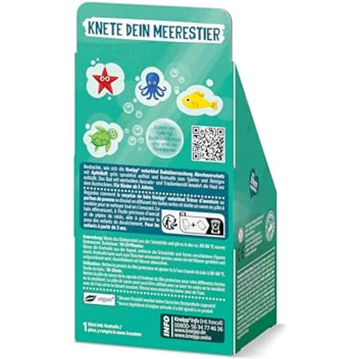 Kneipp naturkind Badeüberraschung Abenteuerschatz - Sprudelnde Badekugel für Kinder mit Überraschung - Badespass Badeüberraschung Schatzkiste mit Knetseife zum Spielen und Reinigen - 1 Stück, Apfelduft, 1 Vollbad, vegan – Bild 2