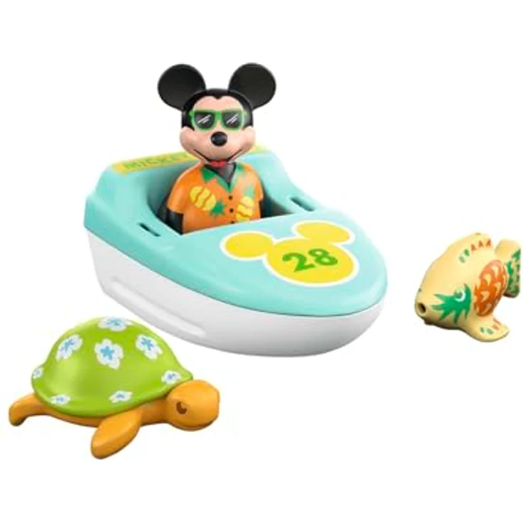 PLAYMOBIL 71417 1.2.3 & Disney: Mickys Bootstour Spielset, Wasserspielset mit schwimmendem Schlauchboot und Tigerfisch, Mehrfarbig – Bild 3