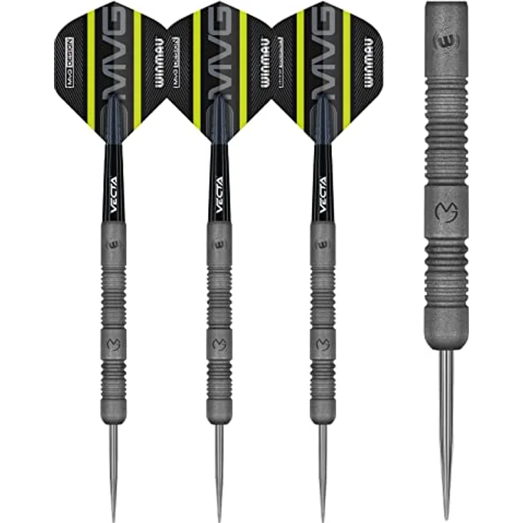 WINMAU MvG Exact 23 Gramm Profi Wolfram Steeltip Dartpfeile Set mit Winmau Prism Alpha Flügen und Vecta Schäften, Aluminium Point Protector – Bild 2