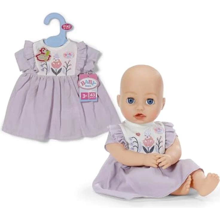BABY Born Kleid mit Stickerei im Waldmotiv für 43 cm Puppen, kinderleicht an- und auszuziehen, zartes Design für Naturfreunde – Bild 1