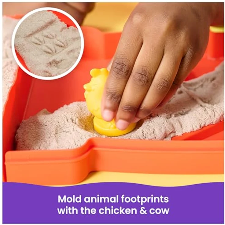 Spin Master Kinetic Sand - Sandy Farm Set, kreativer Bastelsand für spielerische Feinmotorik und handwerkliche Fähigkeiten – Bild 2