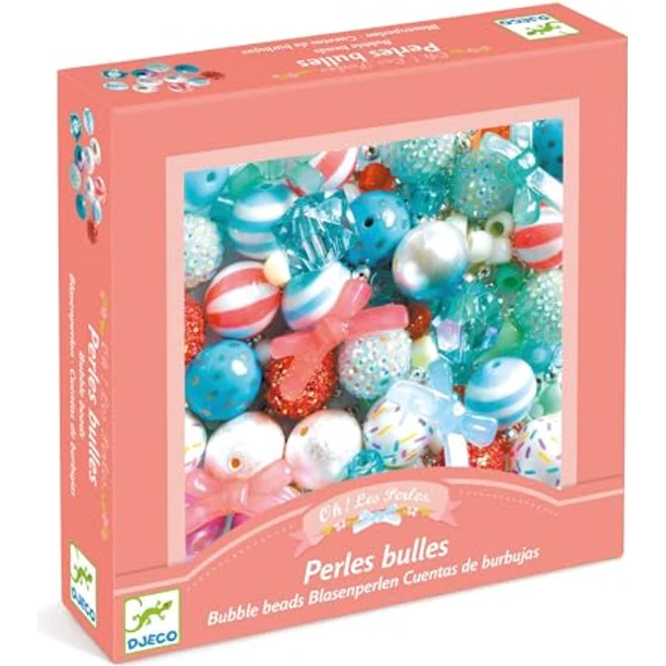 DJECO Kreativset Schmuck basteln: Kugeln Silber für 5 Armbänder, 200 Perlen und elastischer Faden, 4-8 Jahre – Bild 1