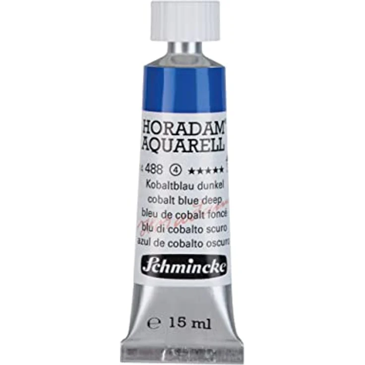 Schmincke HORADAM® AQUARELL Künstlermalfarbe, Kobaltblau dunkel, 15 ml - brillante, hochlichtbeständige Aquarellfarbe mit hervorragender Vermalbarkeit – Bild 1