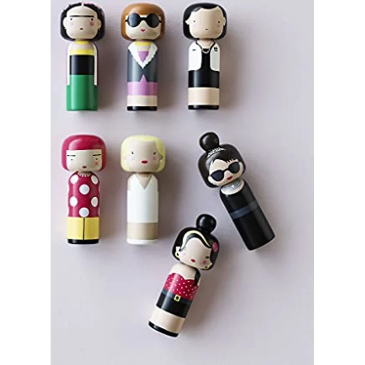 Lucie Kaas Sketch.inc Kokeshi Doll Audrey Hepburn, handbemalte Holzfigur, 16,5 cm hoch – Bild 3
