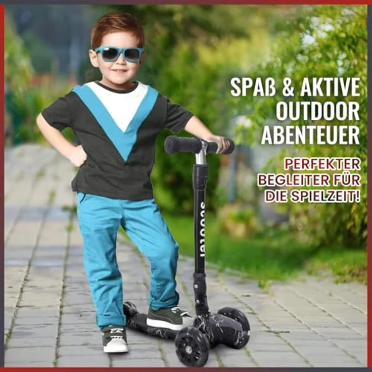 Europebazar Habib Kinderroller Metall-Roller 3-Rad mit LED Licht, klappbar, höhenverstellbar, bis 50kg, helllila – Bild 5