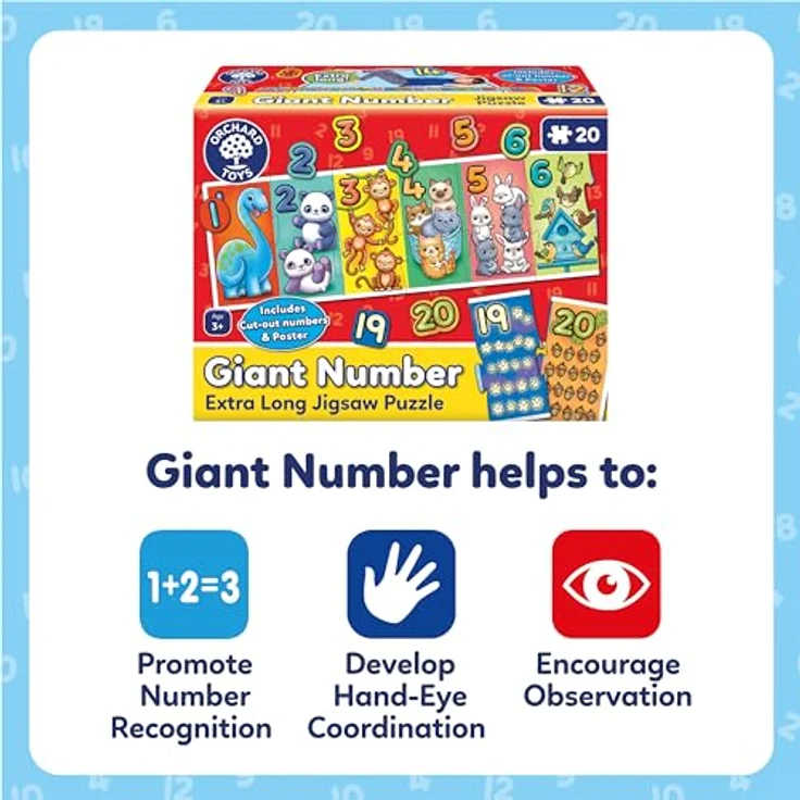 Orchard Giant Number Puzzle, Zahlenpuzzle 1-20 mit großen, robusten Teilen und Lernleitfaden für Kinder ab 3 Jahren – Bild 5