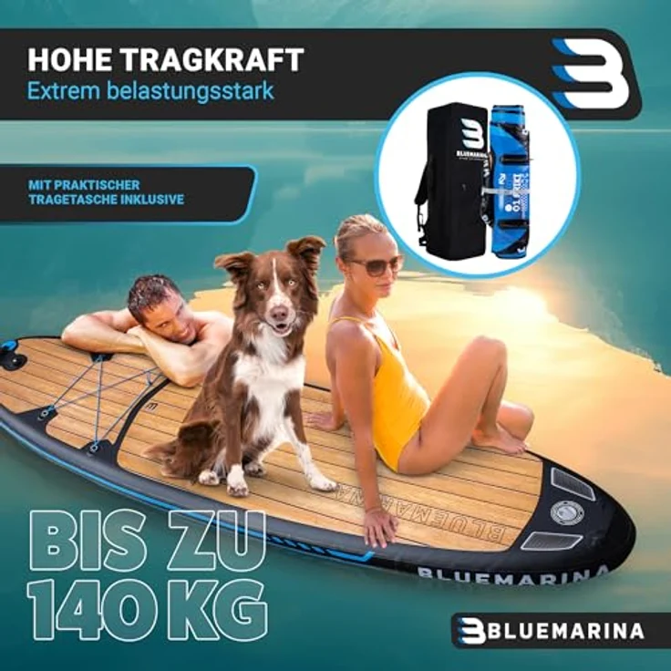 Bluemarina Stand Up Paddle Board aufblasbar | 𝟓 𝐉𝐀𝐇𝐑𝐄 𝐆𝐀𝐑𝐀𝐍𝐓𝐈𝐄 - 140 kg Tragkraft - 325x86x15 cm - Stand Up Paddling Set - Aufblasbares SUP - Surfbrett (Ariki Black Yacht 325x86x15cm) – Bild 5