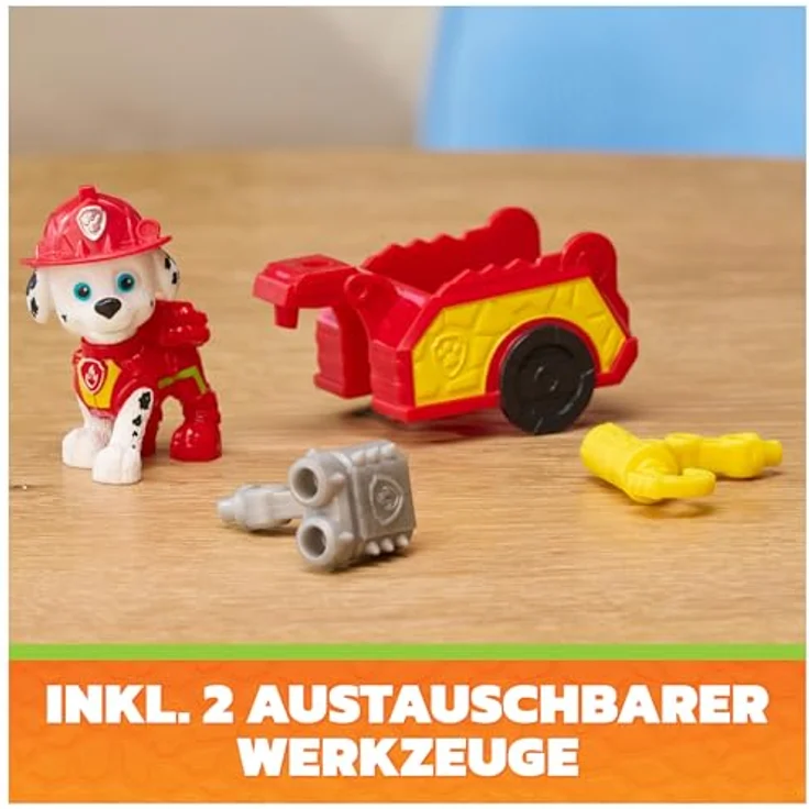 Paw Patrol Movie 3 Dino Tool Pack Marshall, Spielfiguren-Set mit über 6 cm großer Marshall-Figur in Dino Movie-Uniform, inkl. dinosaurier-themed Anhänger und 2 austauschbaren Werkzeugen – Bild 4