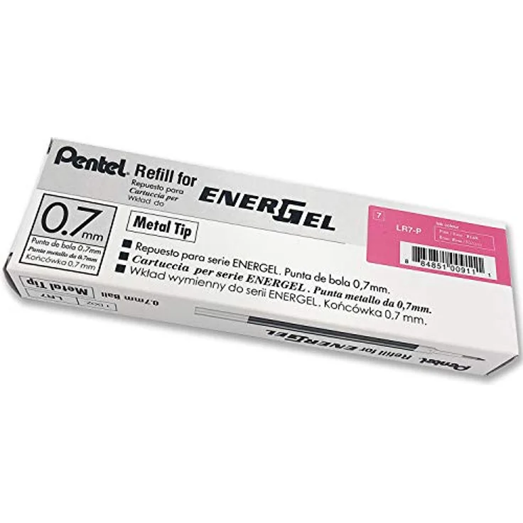 Pentel LR7-P Ersatzminen für EnerGel Gelsschreiber, 0,7 mm Metallspitze, rosa Tinte, 12 Stück – Bild 5