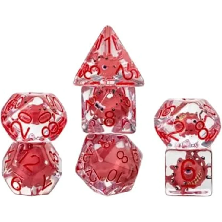 FanRoll Dungeons & Dragons Beholder-Würfel-Set, 7-teiliges Kunstharz-Würfelset mit 3D-Beholder-Inklusion – Bild 3