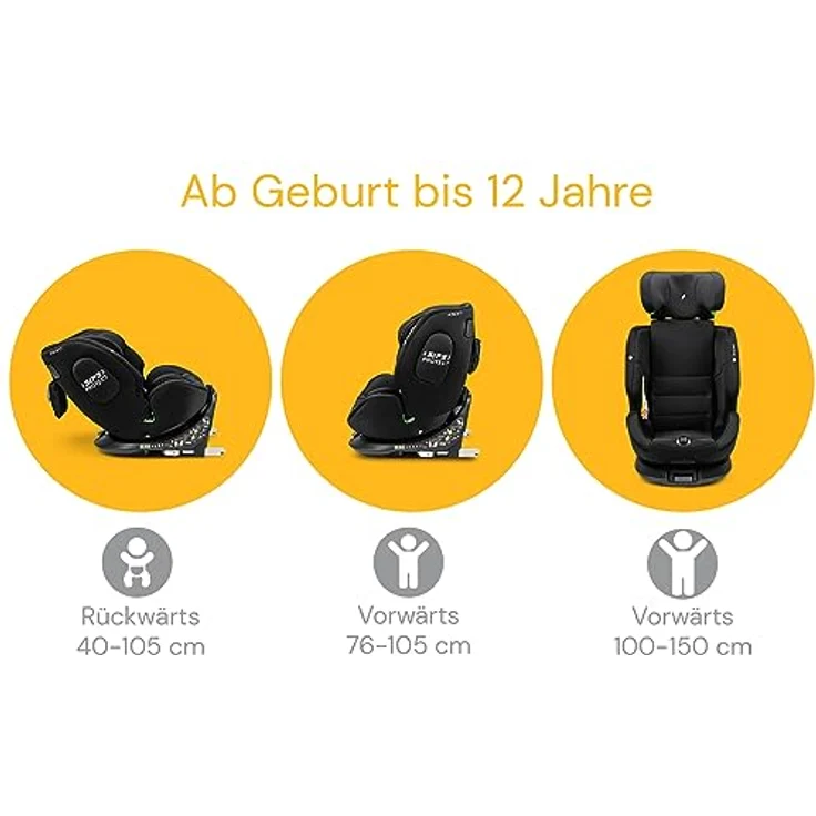 Osann Autokindersitz One360 i-Size, 360° drehbarer Reboarder Kindersitz Isofix, Baby Autositz, Schwarz – Bild 5