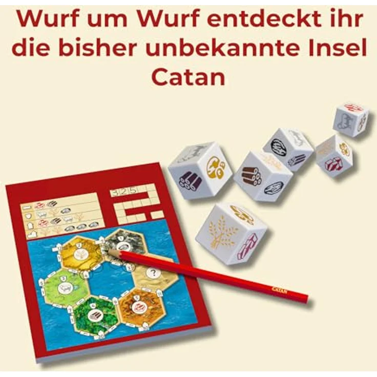 Kosmos CATAN - Das Würfelspiel, Strategiespiel mit 6 hochwertigen Würfeln, Spielblock und Bleistiften, für 1-4 Spieler ab 7 Jahren – Bild 4